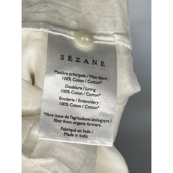 SEZANE Sz 40 8 Ecru Havane Eyelet Belted Maxi Shirt Dress - Picture 4 of 11